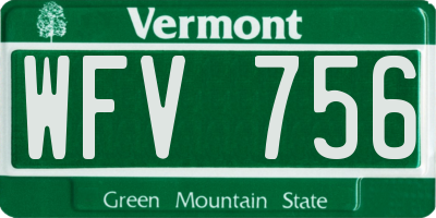 VT license plate WFV756