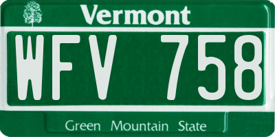 VT license plate WFV758