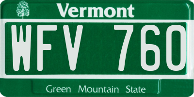 VT license plate WFV760