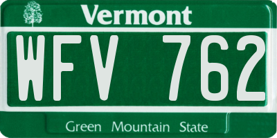 VT license plate WFV762