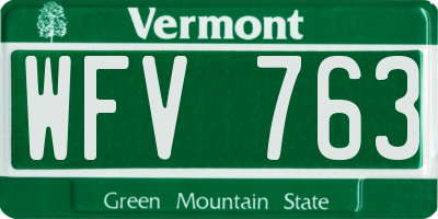VT license plate WFV763