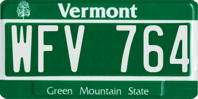 VT license plate WFV764