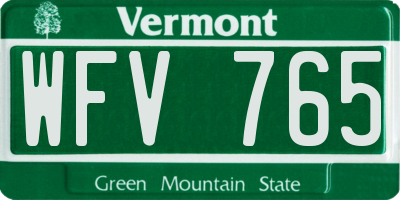 VT license plate WFV765