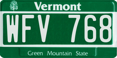 VT license plate WFV768