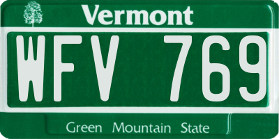 VT license plate WFV769
