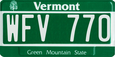 VT license plate WFV770