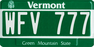 VT license plate WFV777