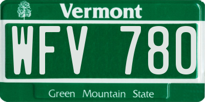 VT license plate WFV780