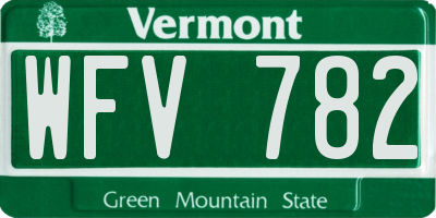 VT license plate WFV782