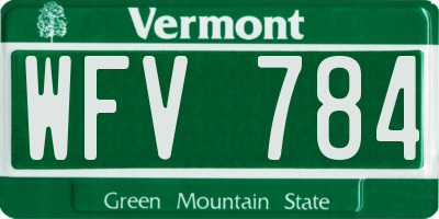 VT license plate WFV784