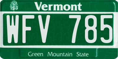 VT license plate WFV785
