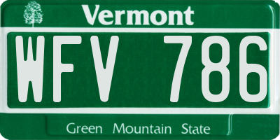 VT license plate WFV786