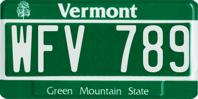 VT license plate WFV789