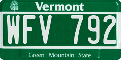 VT license plate WFV792