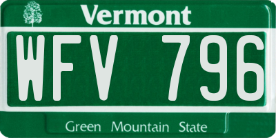 VT license plate WFV796