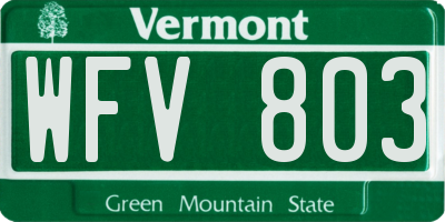 VT license plate WFV803
