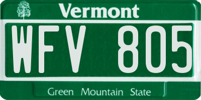 VT license plate WFV805