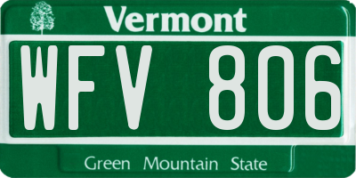 VT license plate WFV806