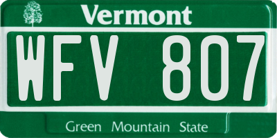 VT license plate WFV807