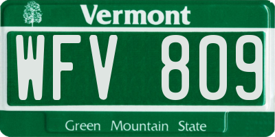 VT license plate WFV809