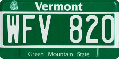 VT license plate WFV820