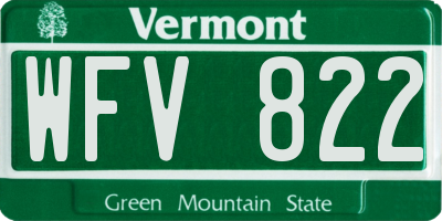 VT license plate WFV822