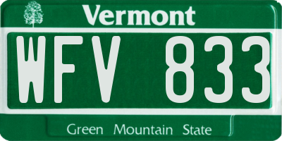 VT license plate WFV833