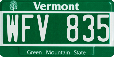 VT license plate WFV835