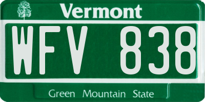 VT license plate WFV838
