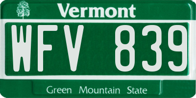 VT license plate WFV839