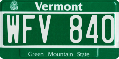 VT license plate WFV840
