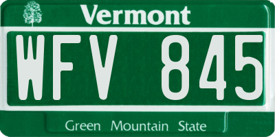 VT license plate WFV845