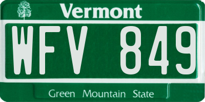 VT license plate WFV849
