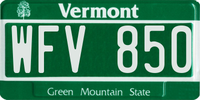 VT license plate WFV850