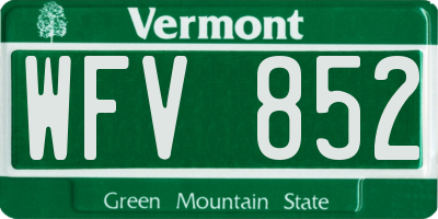 VT license plate WFV852