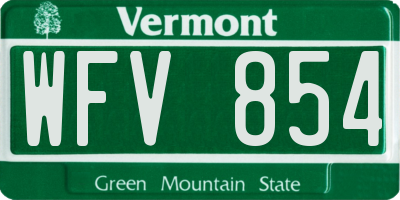 VT license plate WFV854