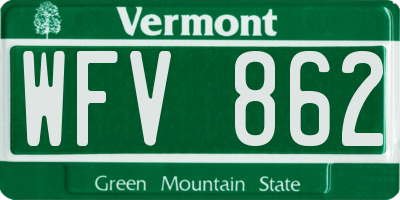 VT license plate WFV862