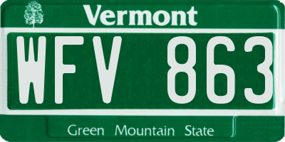 VT license plate WFV863