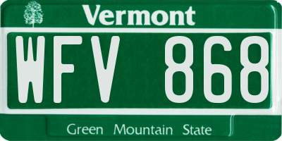 VT license plate WFV868