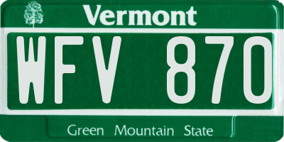 VT license plate WFV870