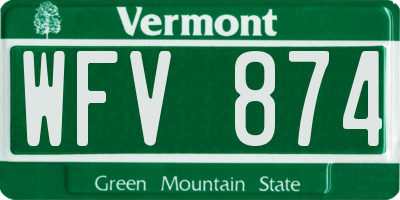VT license plate WFV874