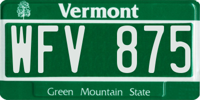 VT license plate WFV875