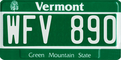 VT license plate WFV890