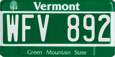 VT license plate WFV892