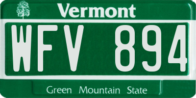 VT license plate WFV894