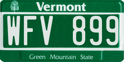 VT license plate WFV899