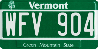 VT license plate WFV904