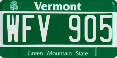 VT license plate WFV905