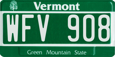 VT license plate WFV908