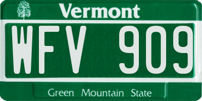 VT license plate WFV909